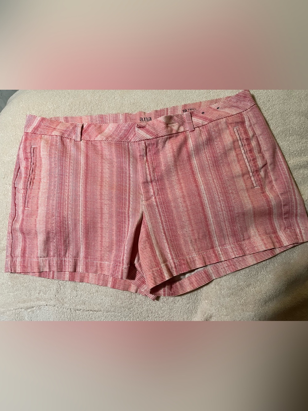 a.n.a Shorts Size Pink Red White Striped Twill Mid Rise Size 18